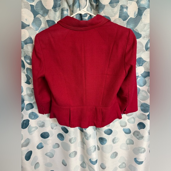 Women’s White House Black Market Red Rosette Lapel Wool Blazer Size 10 - Picture 7 of 10